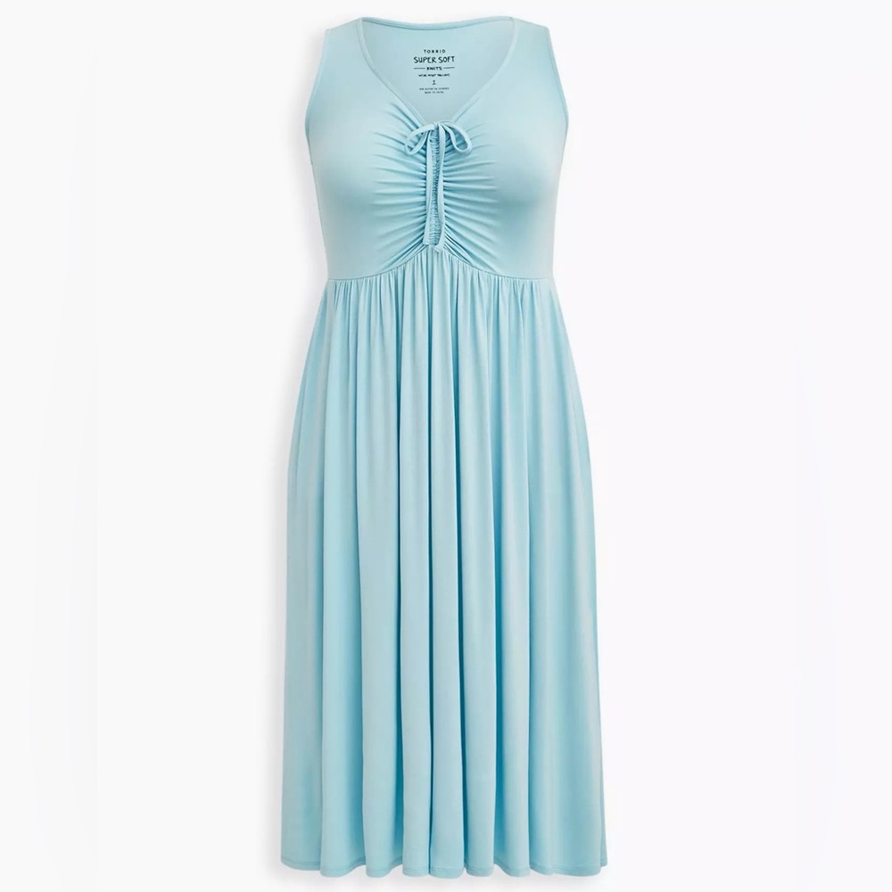 NWT Torrid Light Blue Super Soft Shirred Midi Dress - Torrid Size 3 (22-24, 3X)